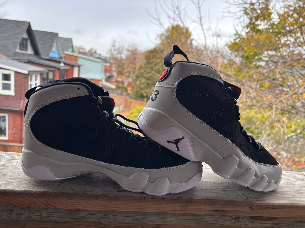 Air Jordan 9 Retro Grey, black and white
