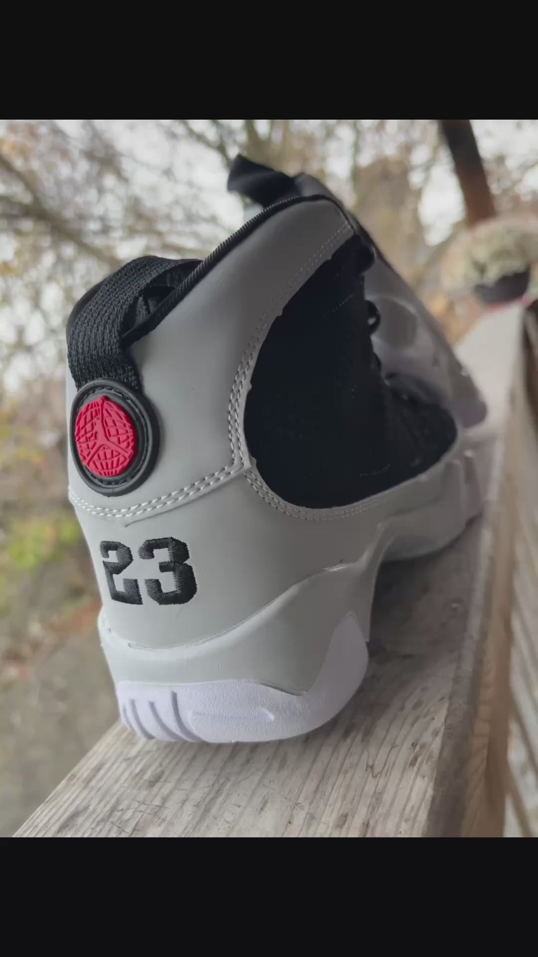 Air Jordan 9 Retro Grey, black and white